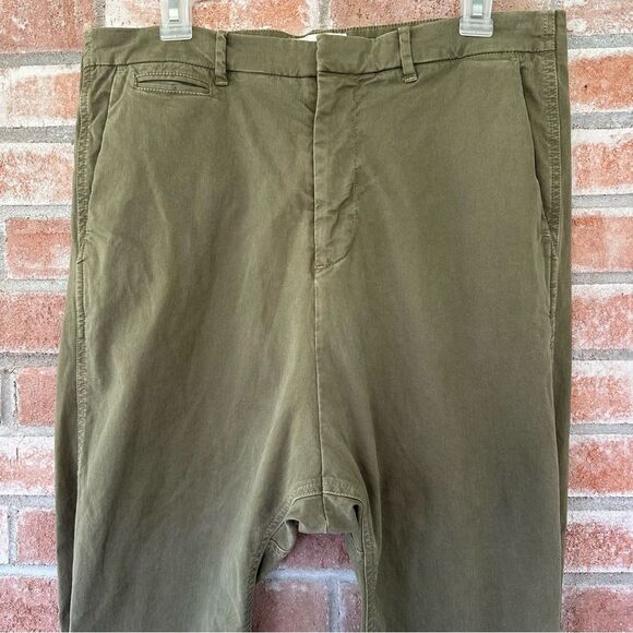 Nili Lotan Jackson Army Green Side Zip Drop Crotch Crop Pants Women’s 10 Utility - Picture 5 of 14